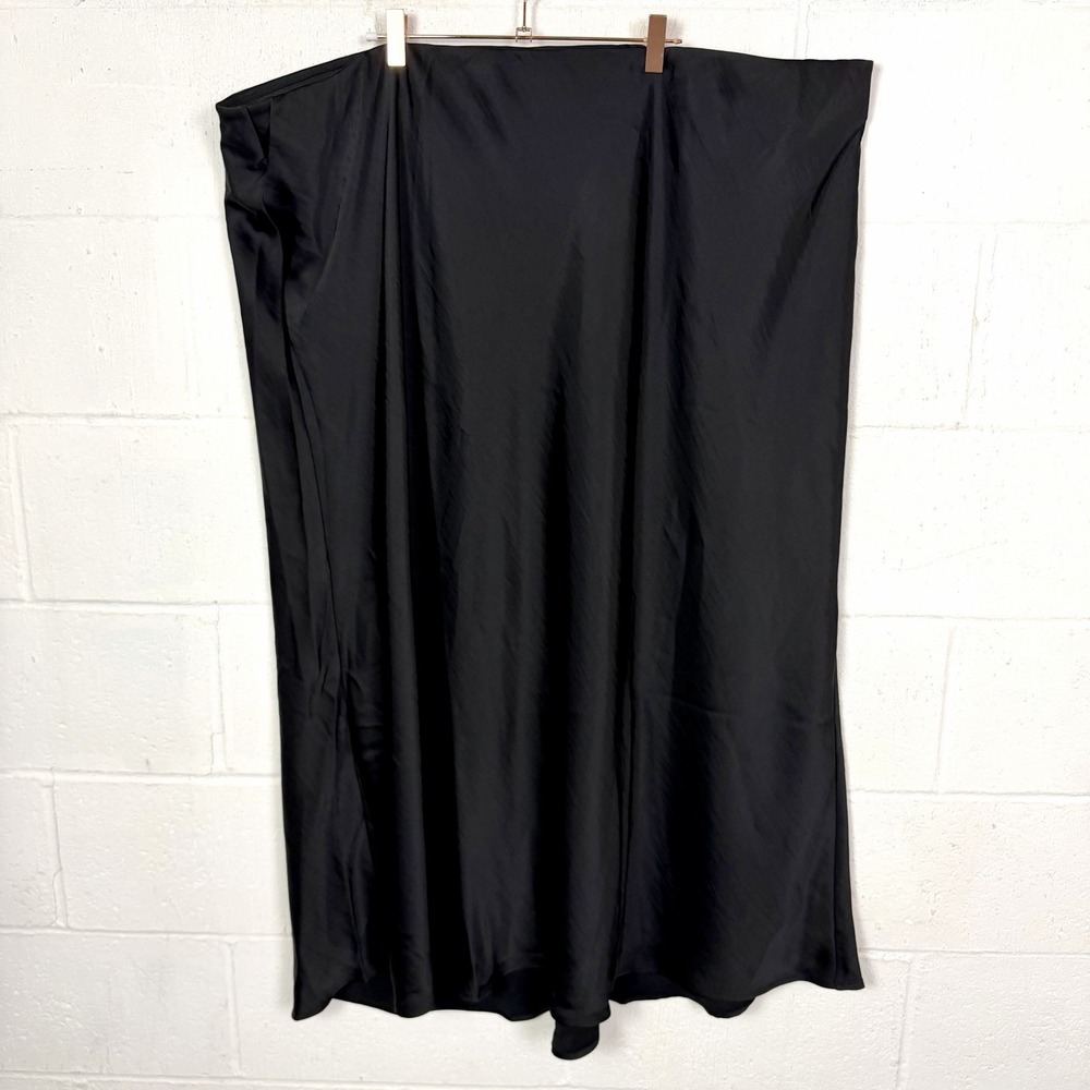 A New Day NWT Womens Black Satin Maxi Skirt Plus Size 4X Sexy Minimalist Evening